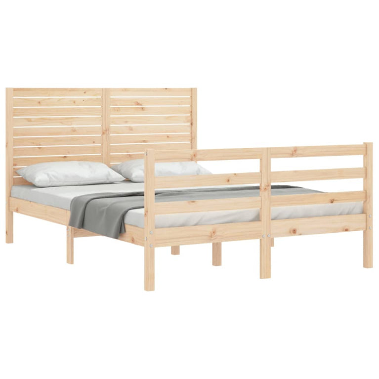 Bedframe met hoofdbord massief hout 140x200 cm