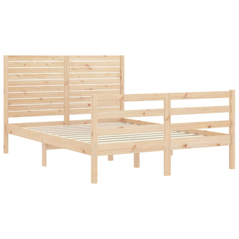 Bedframe met hoofdbord massief hout 140x200 cm