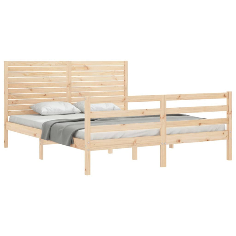 Bedframe met hoofdbord massief hout 5 FT King Size
