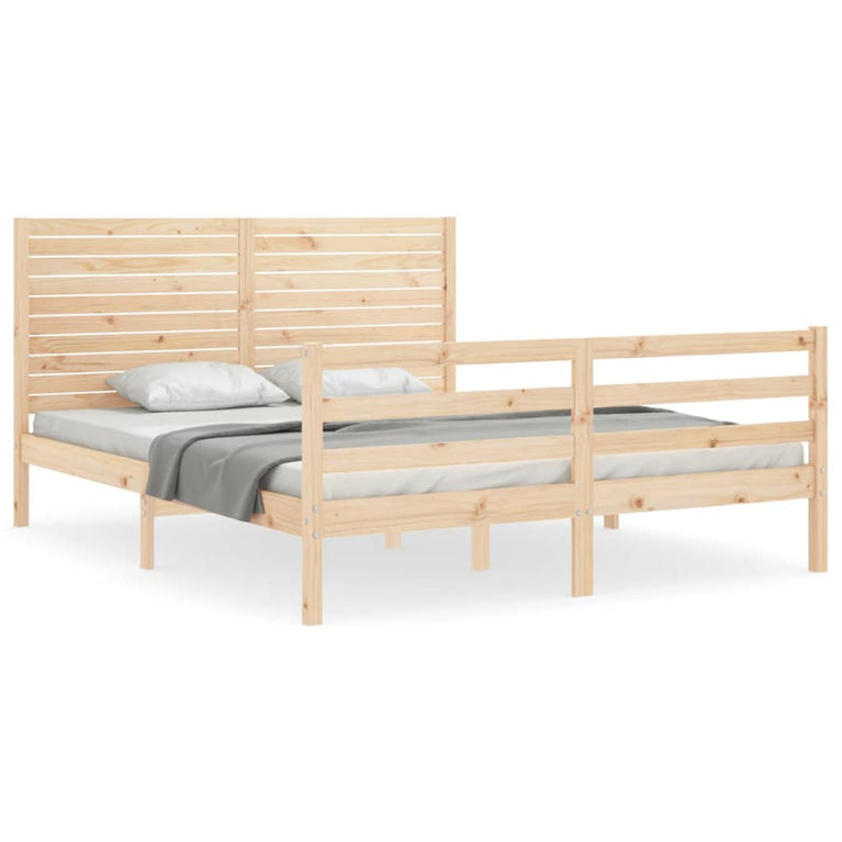 Bedframe met hoofdbord massief hout 160x200 cm