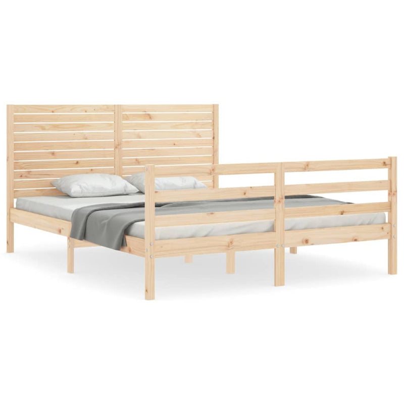 Bedframe met hoofdbord massief hout 160x200 cm