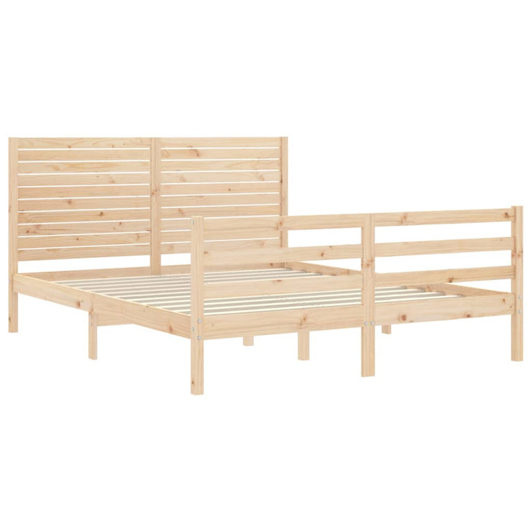 Bedframe met hoofdbord massief hout 160x200 cm