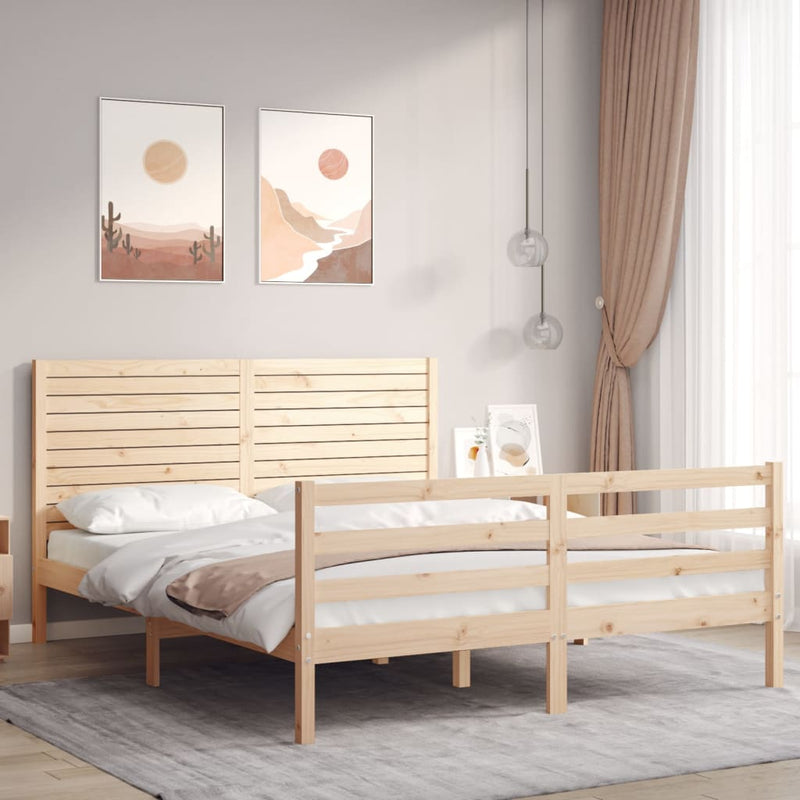Bedframe met hoofdbord massief hout 160x200 cm