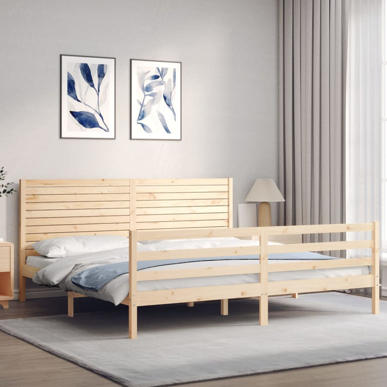 Bedframe met hoofdbord massief hout 6FT Super King