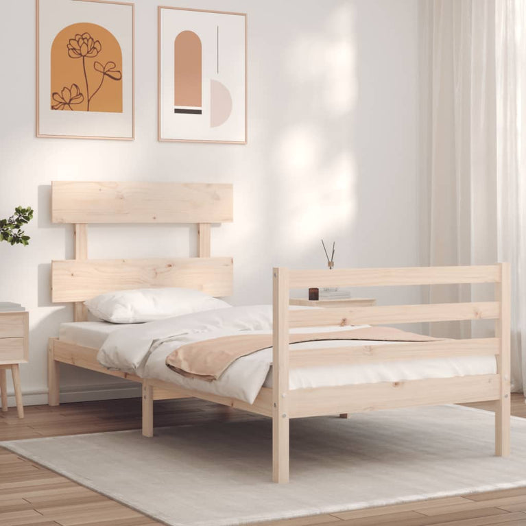Bedframe met hoofdbord massief hout 2FT6 Small Single