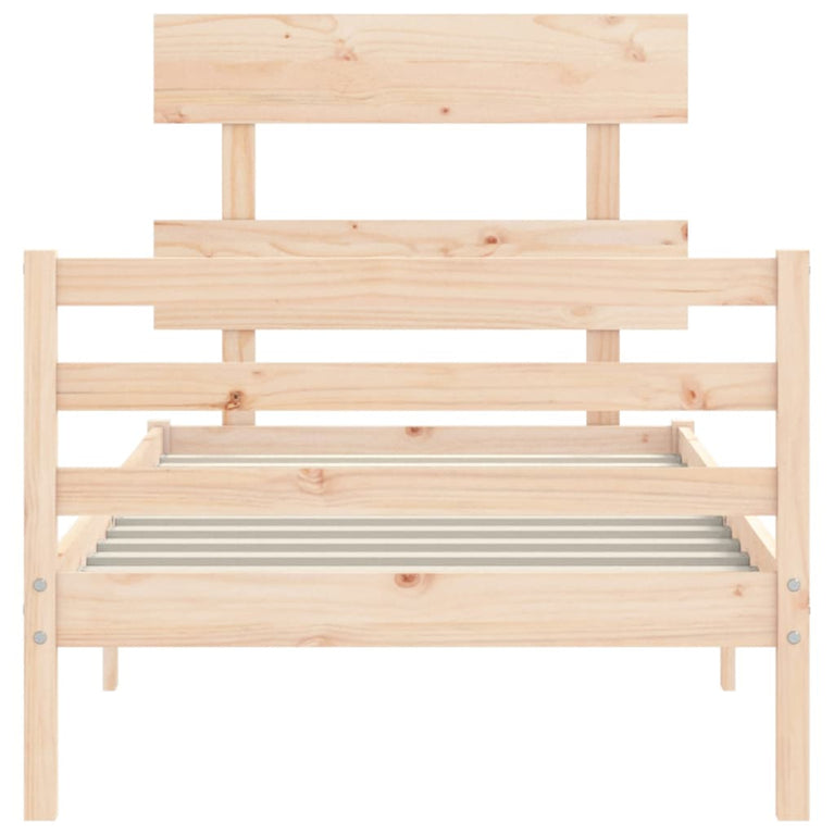 Bedframe met hoofdbord massief hout 2FT6 Small Single