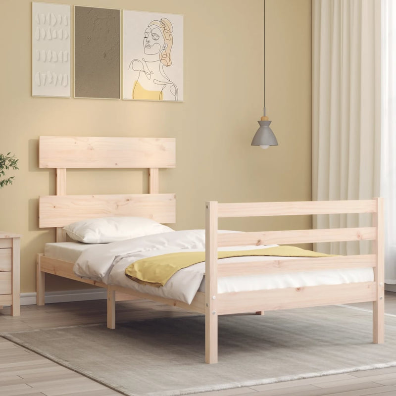 Bedframe met hoofdbord massief hout 2FT6 Small Single