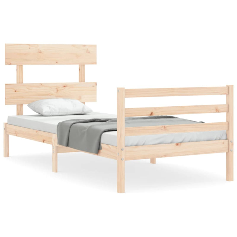 Bedframe met hoofdbord massief hout 3FT Single