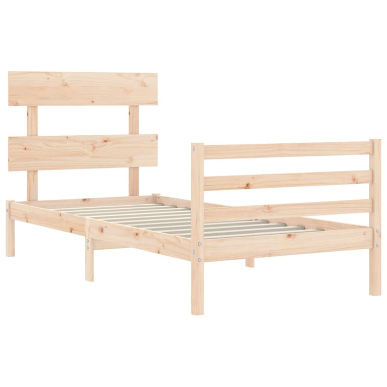 Bedframe met hoofdbord massief hout 3FT Single