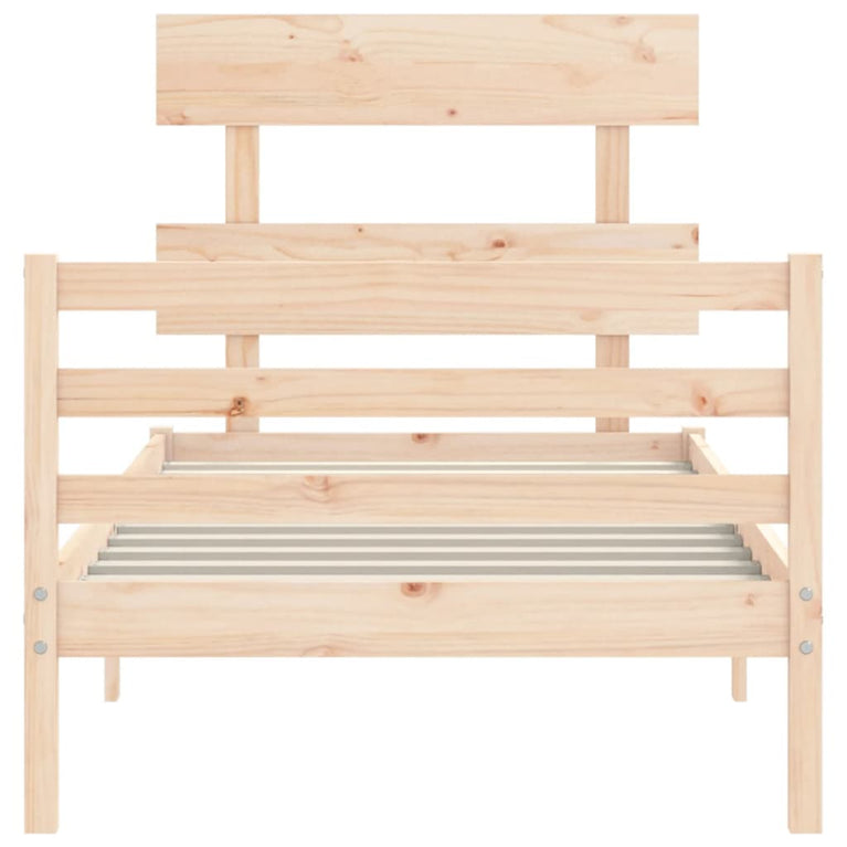 Bedframe met hoofdbord massief hout 3FT Single