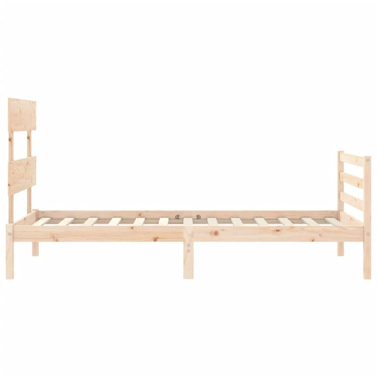 Bedframe met hoofdbord massief hout 3FT Single