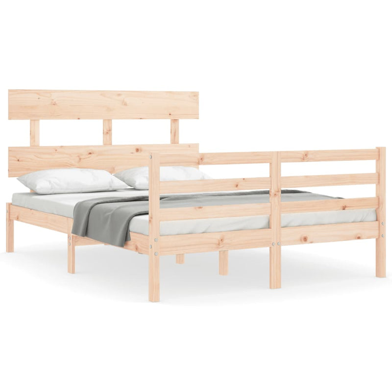 Bedframe met hoofdbord massief hout 4FT6 Double
