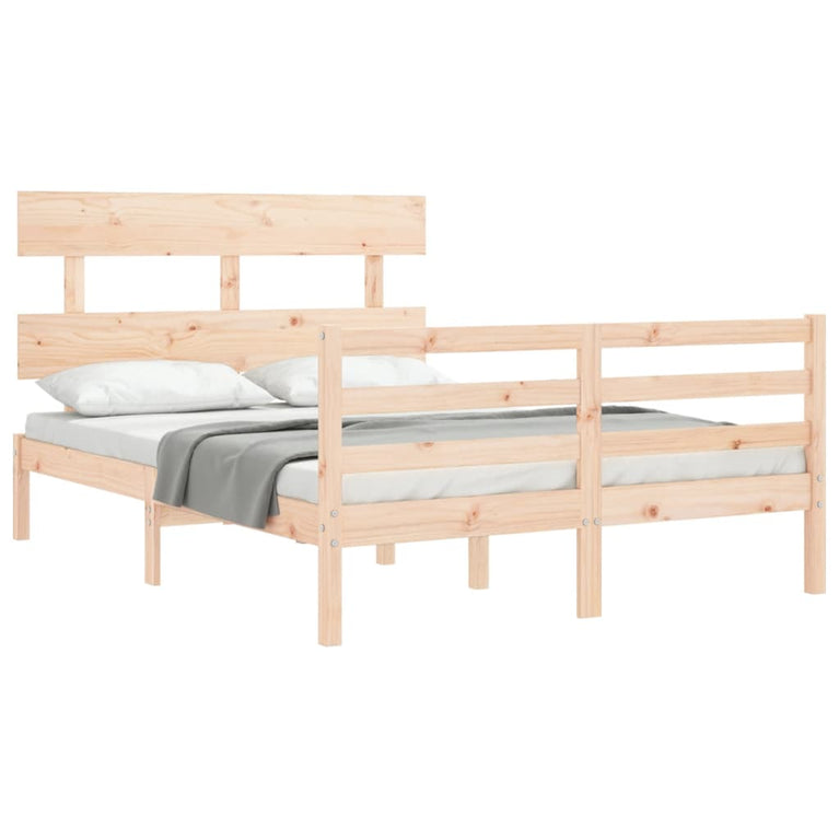 Bedframe met hoofdbord massief hout 4FT6 Double