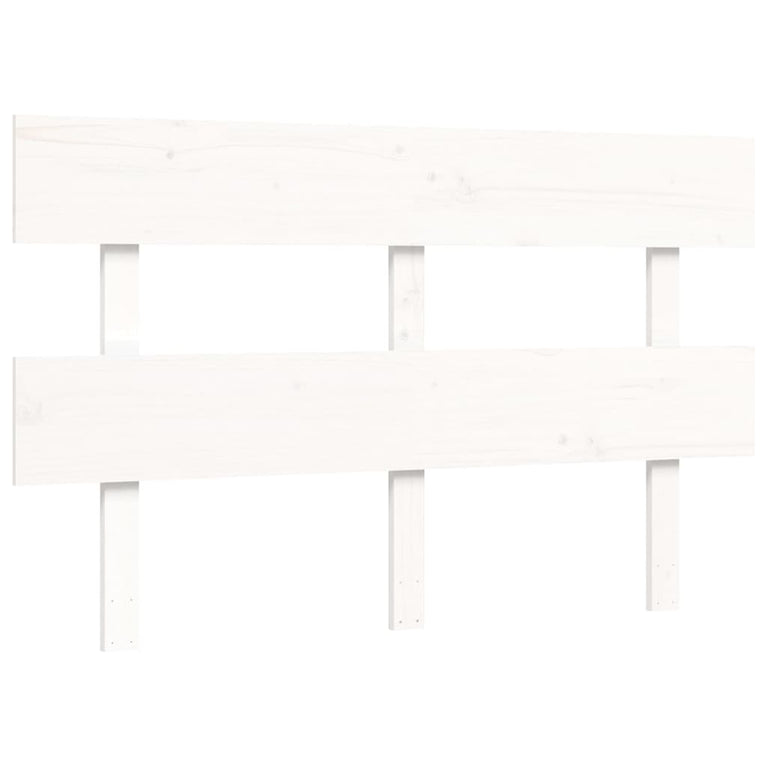 Bedframe met hoofdbord massief hout wit 120x200 cm