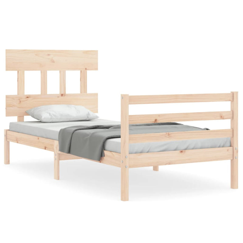 Bedframe met hoofdbord massief hout 2FT6 Small Single