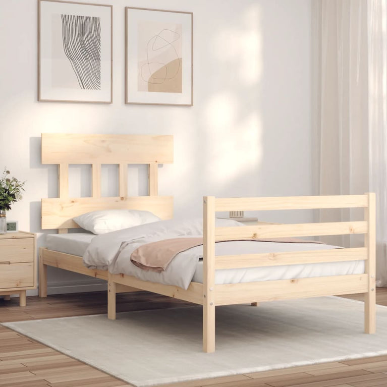 Bedframe met hoofdbord massief hout 2FT6 Small Single
