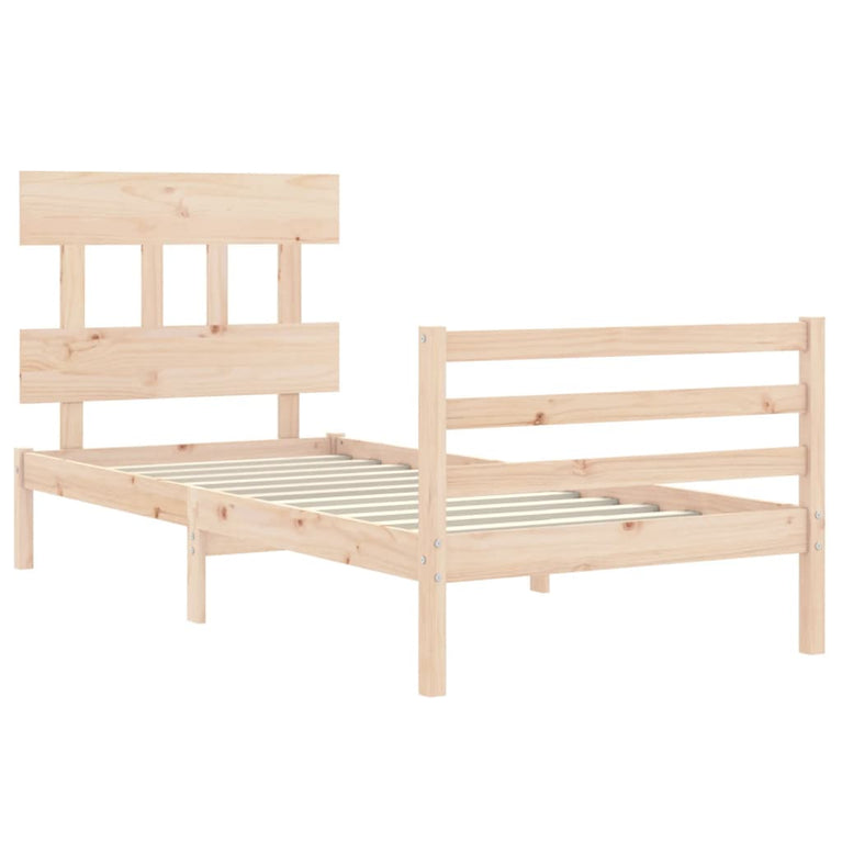 Bedframe met hoofdbord massief hout 2FT6 Small Single