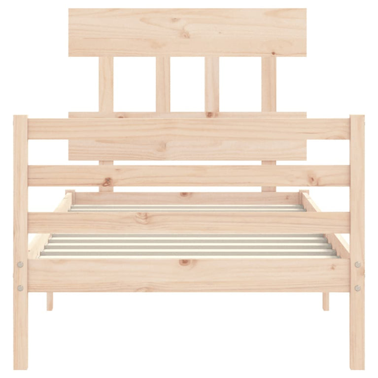 Bedframe met hoofdbord massief hout 2FT6 Small Single