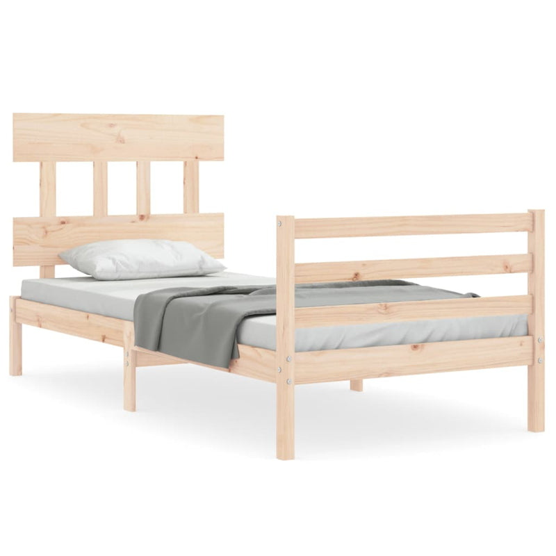Bedframe met hoofdbord massief hout 3FT Single