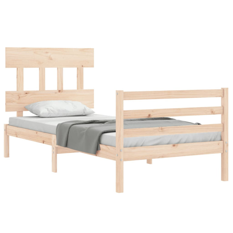 Bedframe met hoofdbord massief hout 3FT Single