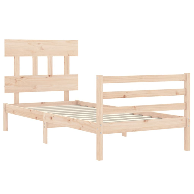 Bedframe met hoofdbord massief hout 3FT Single