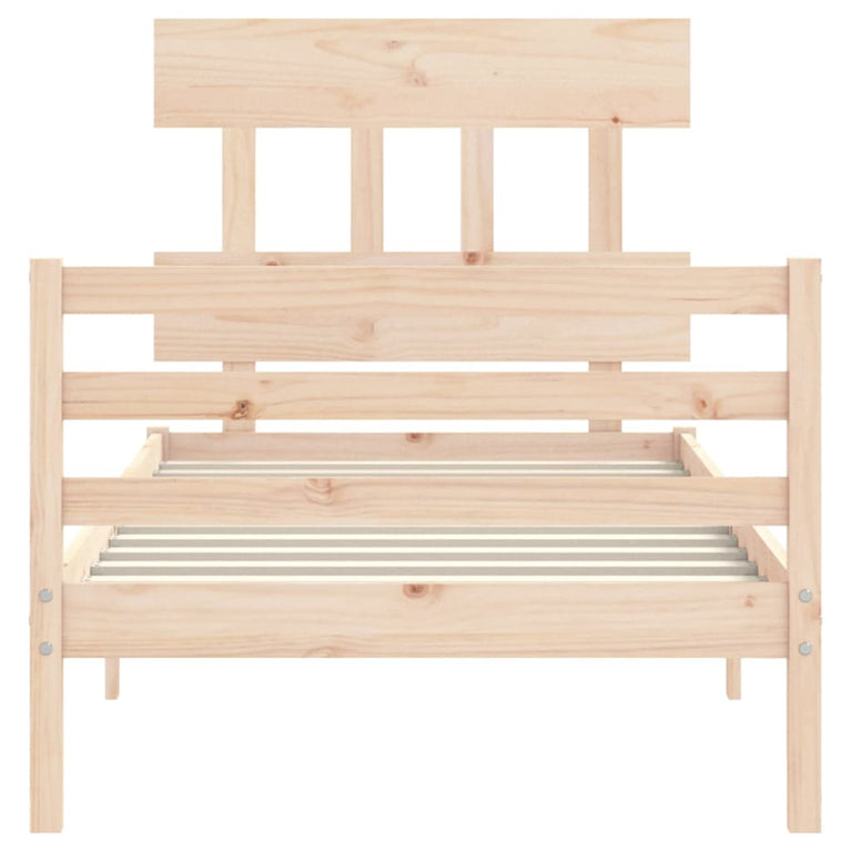 Bedframe met hoofdbord massief hout 3FT Single