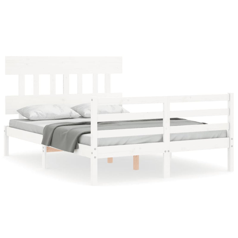 Bedframe met hoofdbord massief hout wit 4FT Small Double