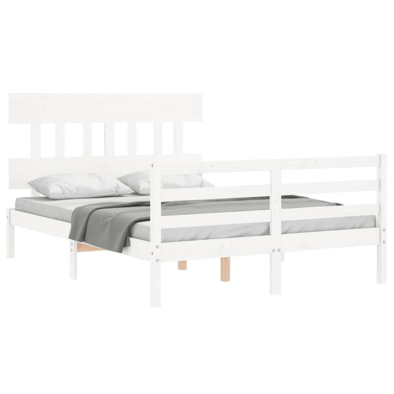 Bedframe met hoofdbord massief hout wit 4FT Small Double