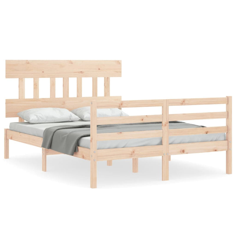 Bedframe met hoofdbord massief hout 4FT6 Double