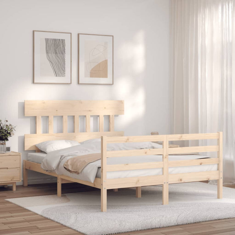 Bedframe met hoofdbord massief hout 4FT6 Double