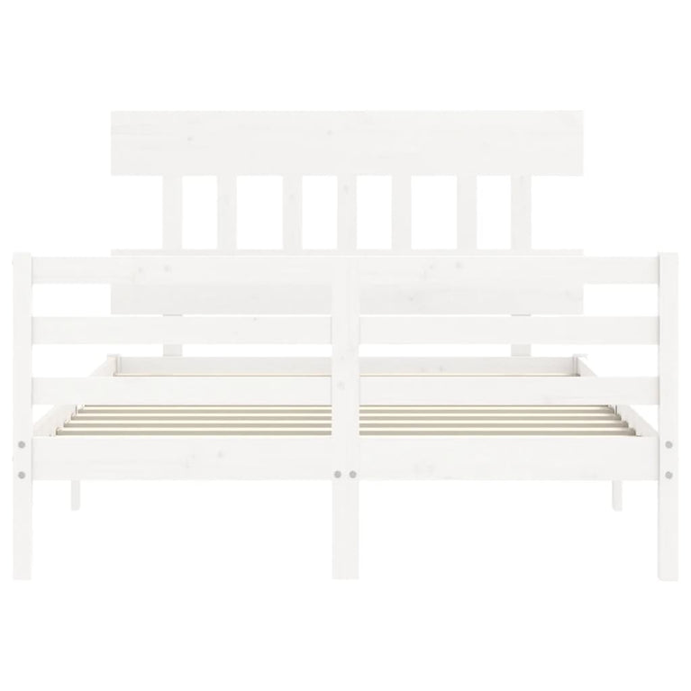 Bedframe met hoofdbord massief hout wit 120x200 cm