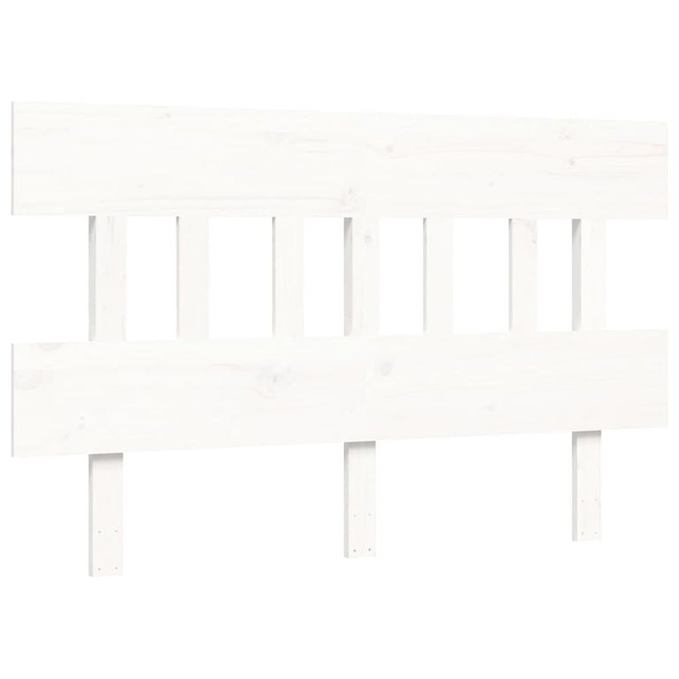 Bedframe met hoofdbord massief hout wit 120x200 cm