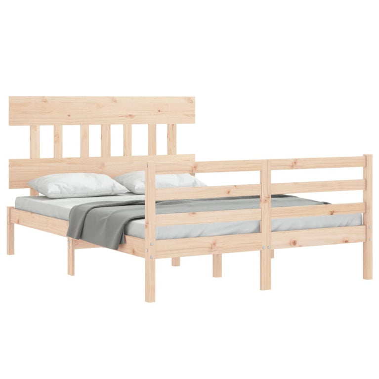 Bedframe met hoofdbord massief hout 140x200 cm