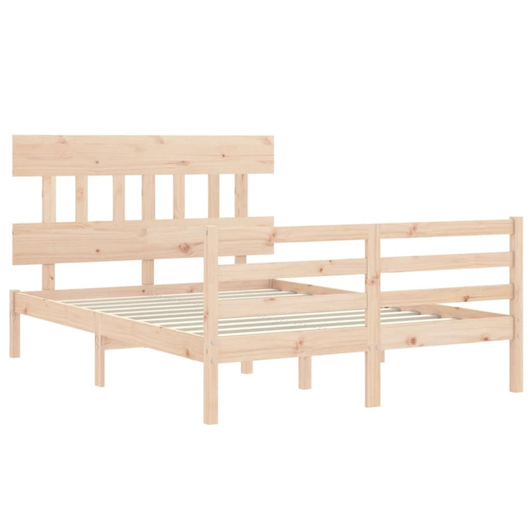 Bedframe met hoofdbord massief hout 140x200 cm