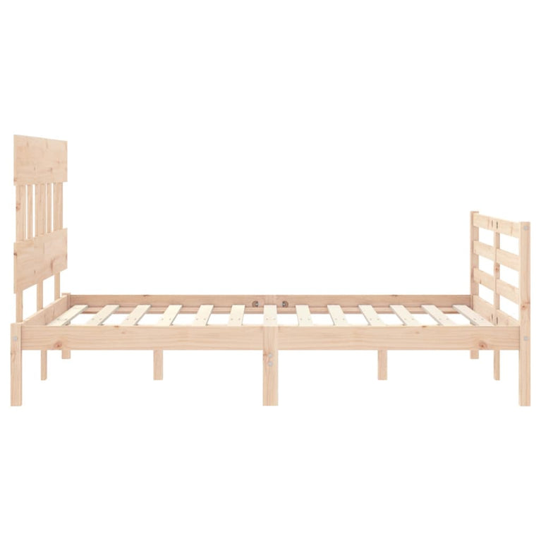 Bedframe met hoofdbord massief hout 140x200 cm