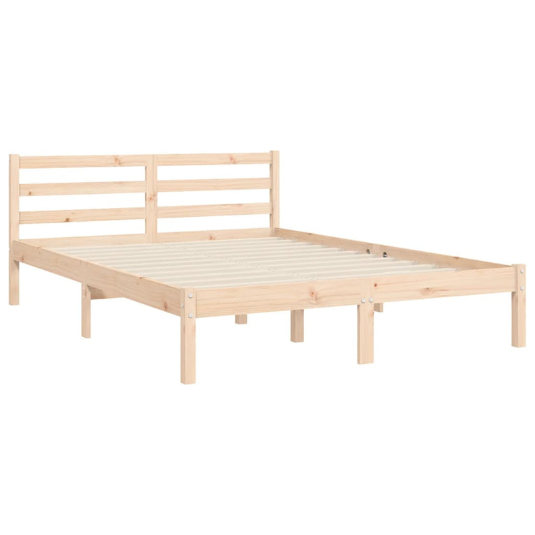 Bedframe met hoofdbord massief hout 140x200 cm