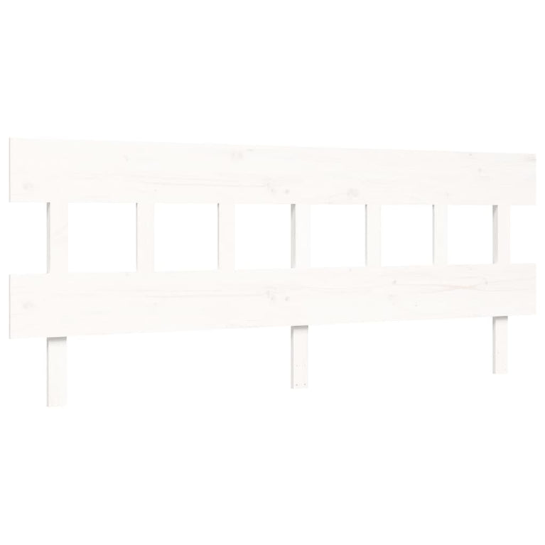 Bedframe met hoofdbord massief hout wit Super King Size