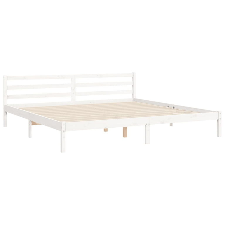 Bedframe met hoofdbord massief hout wit Super King Size