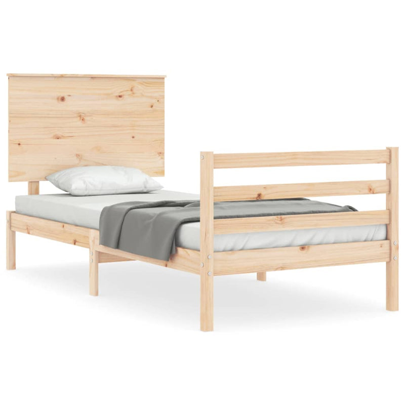 Bedframe met hoofdbord massief hout 3FT Single