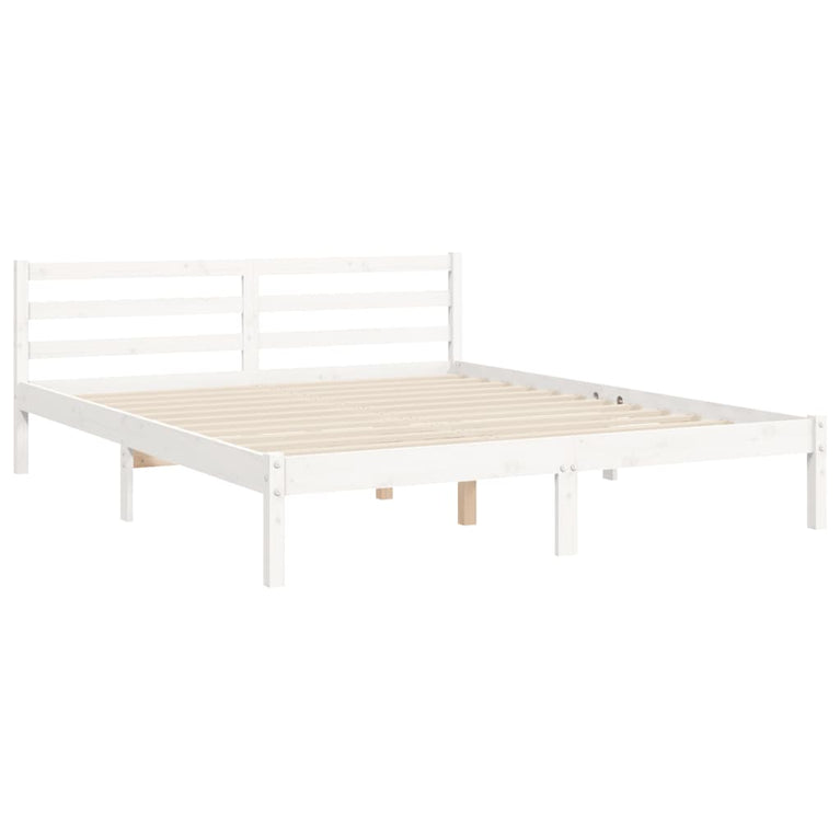Bedframe met hoofdbord massief hout wit 5 FT King Size