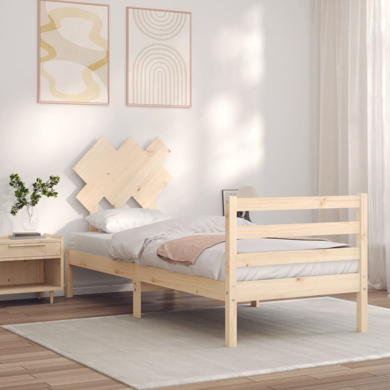 Bedframe met hoofdbord massief hout 2FT6 Small Single