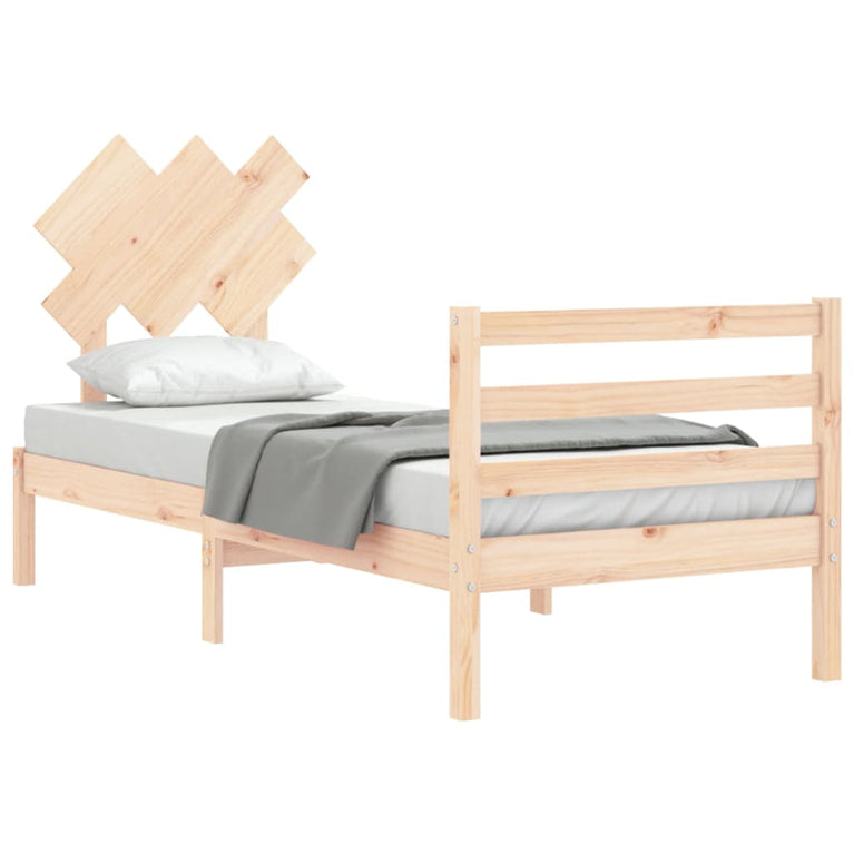 Bedframe met hoofdbord massief hout 2FT6 Small Single
