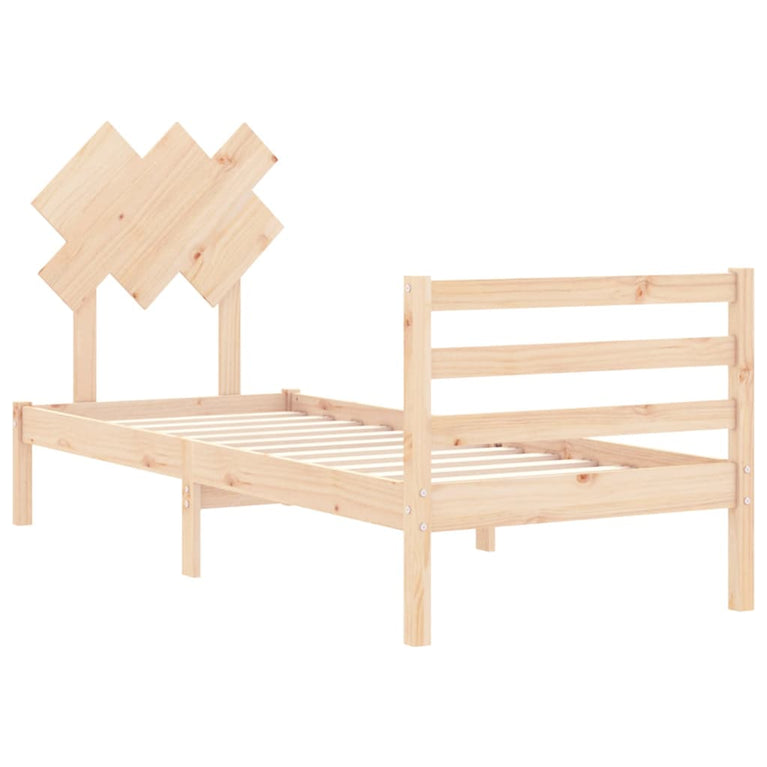 Bedframe met hoofdbord massief hout 2FT6 Small Single