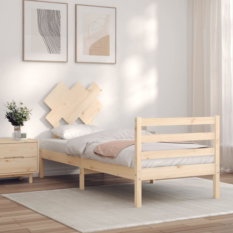 Bedframe met hoofdbord massief hout 2FT6 Small Single