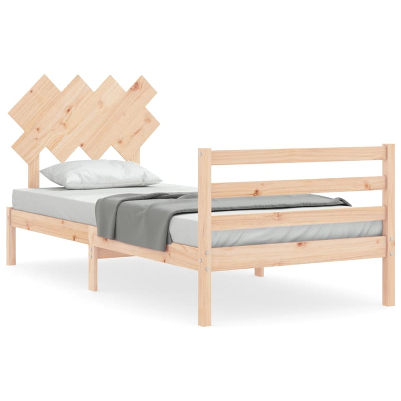 Bedframe met hoofdbord massief hout 3FT Single
