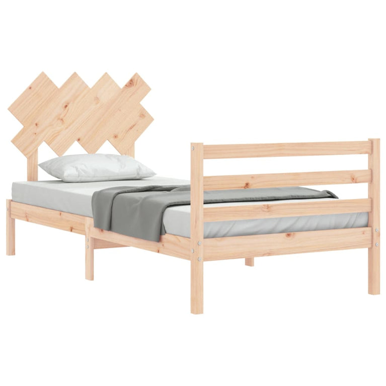 Bedframe met hoofdbord massief hout 3FT Single