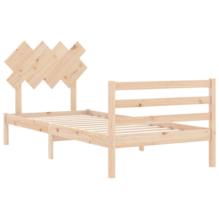 Bedframe met hoofdbord massief hout 3FT Single