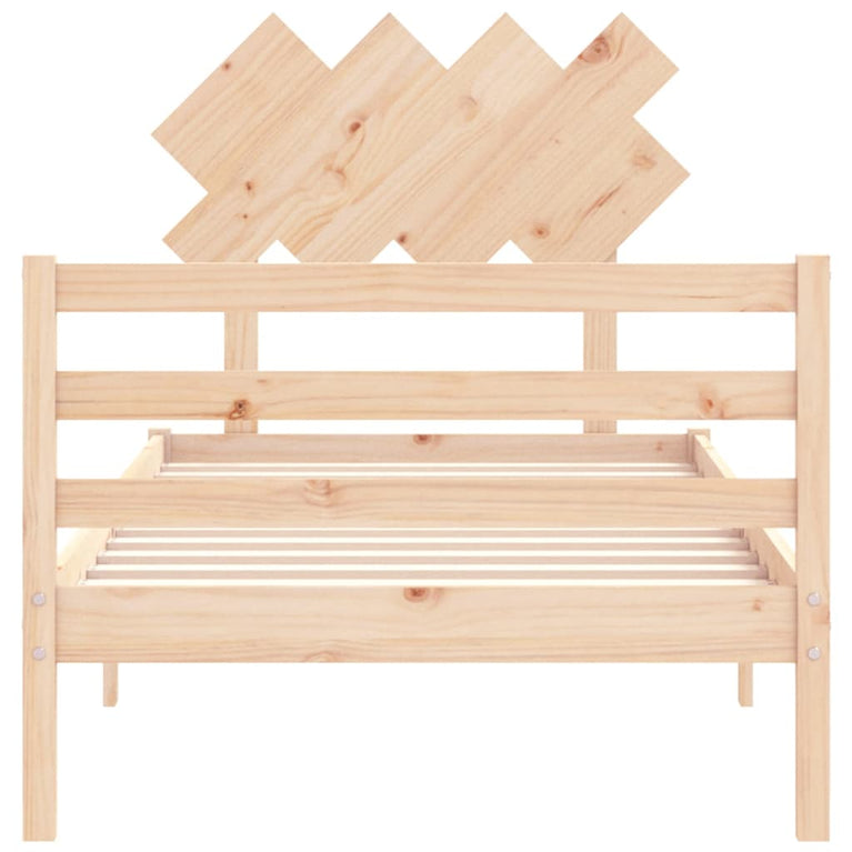 Bedframe met hoofdbord massief hout 3FT Single
