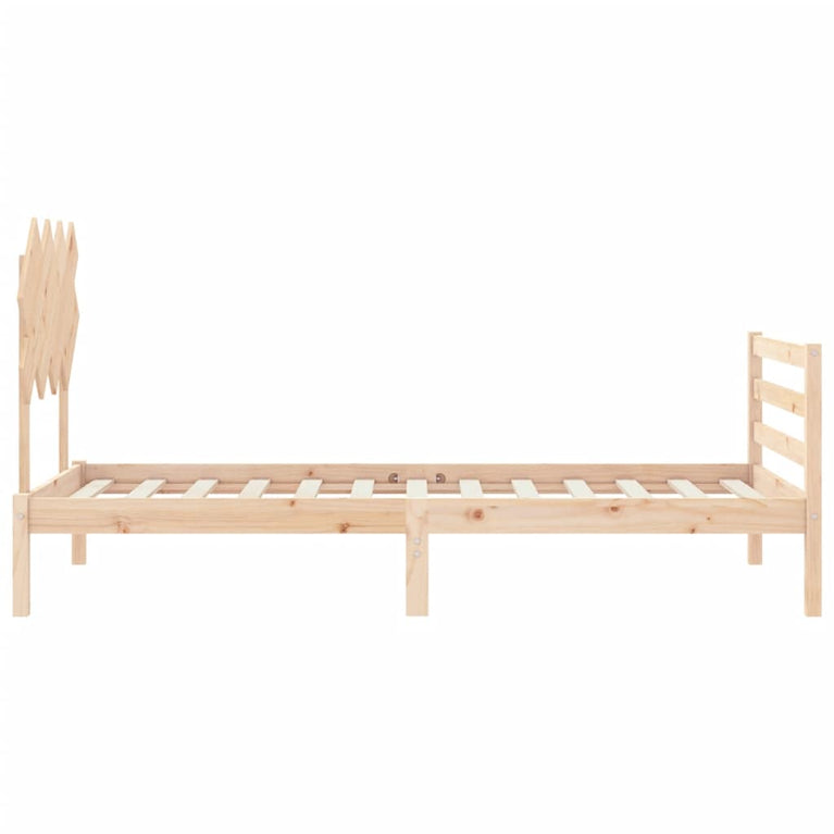 Bedframe met hoofdbord massief hout 3FT Single