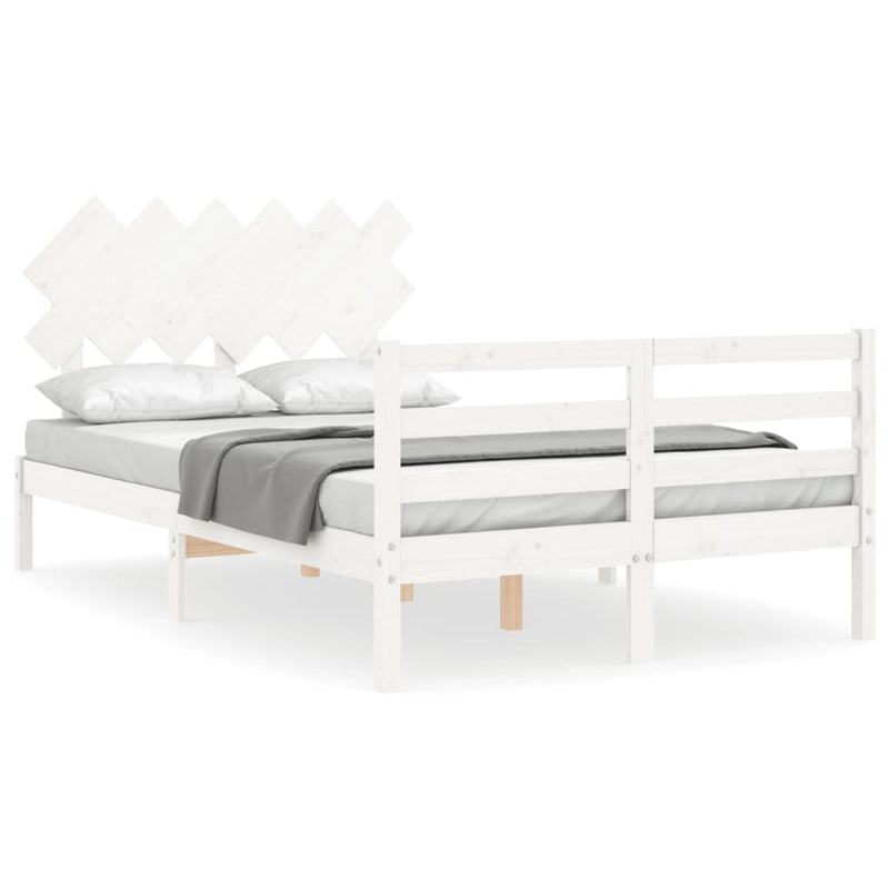 Bedframe met hoofdbord massief hout wit 4FT Small Double